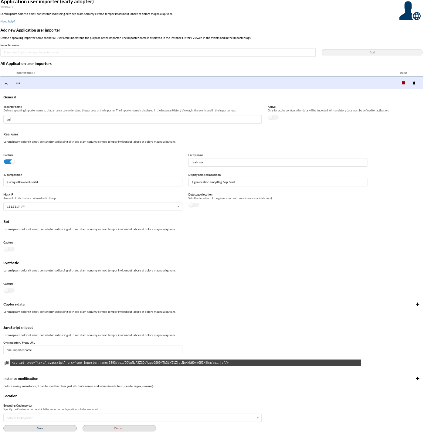 Application User Inventory Configuration Example