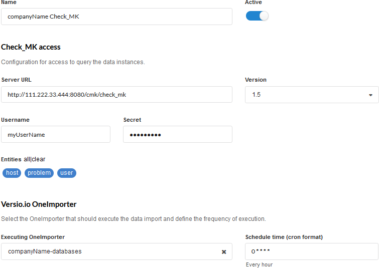 Versio.io Checkmk importer configuration