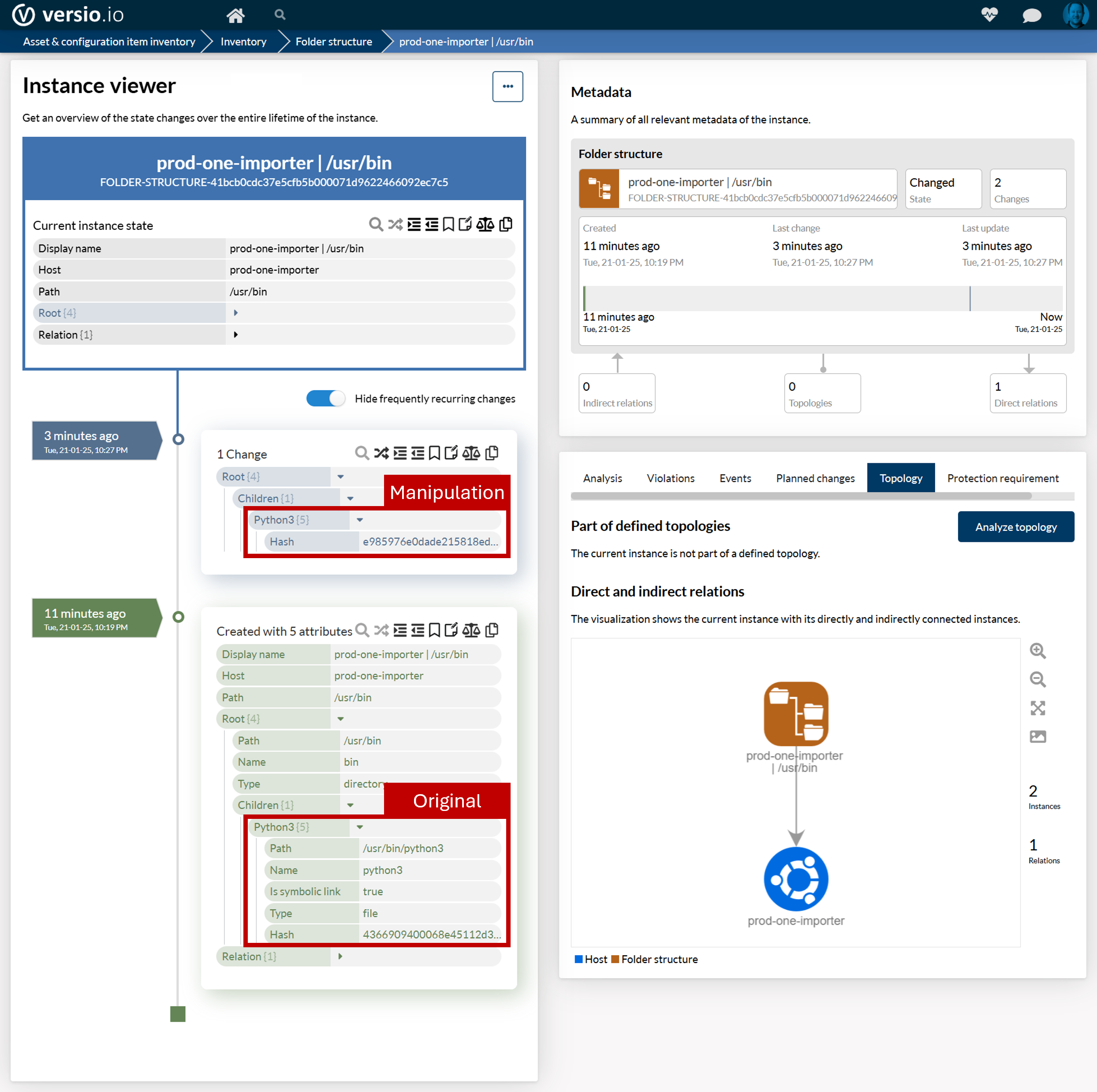 Versio.io folder structure instance