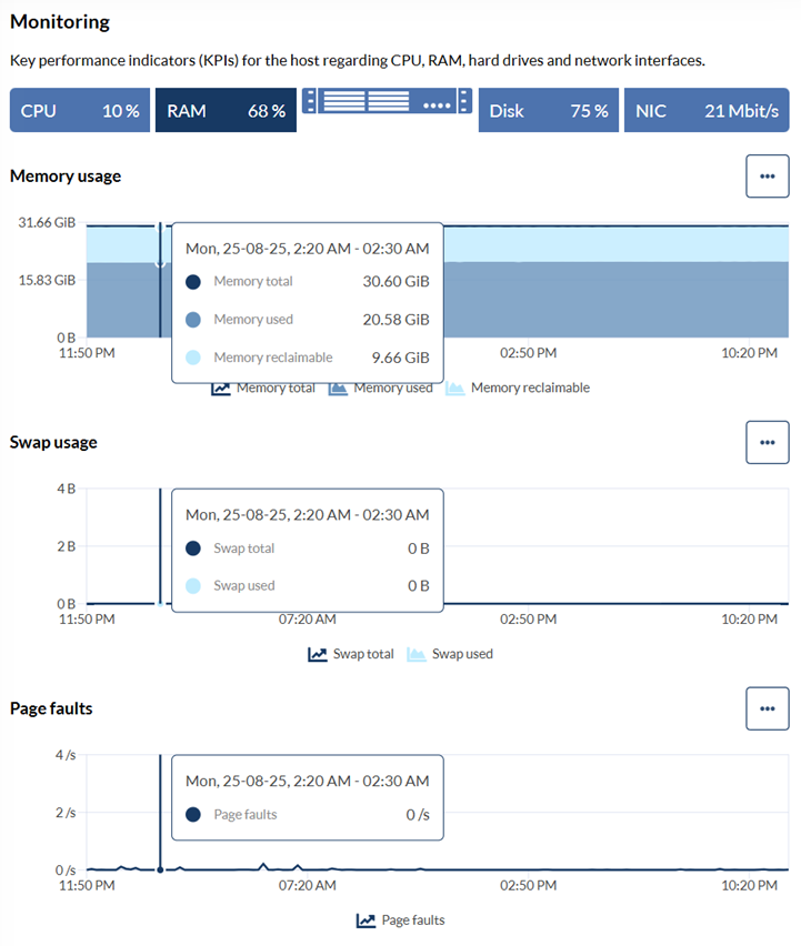 Monitored RAM metrics