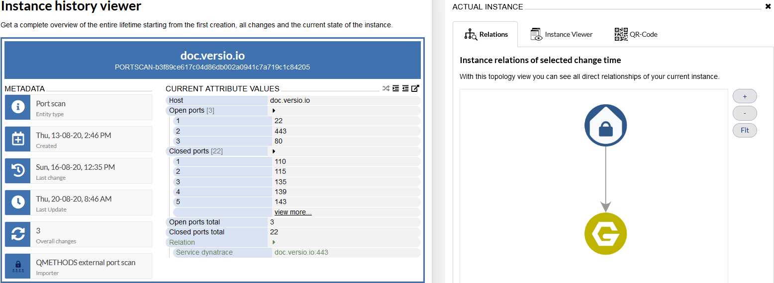 Versio.io port scan  instance