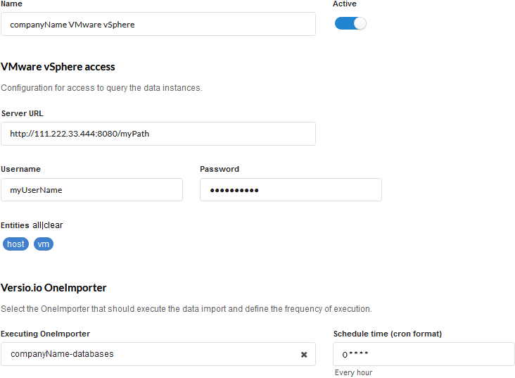 Versio.io VMware importer configuration