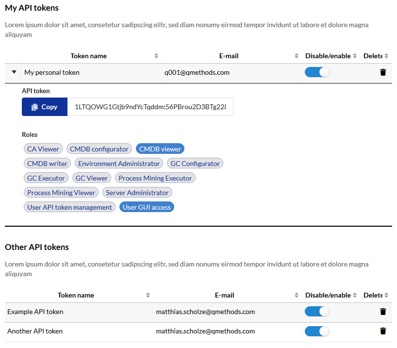 Create a new API token