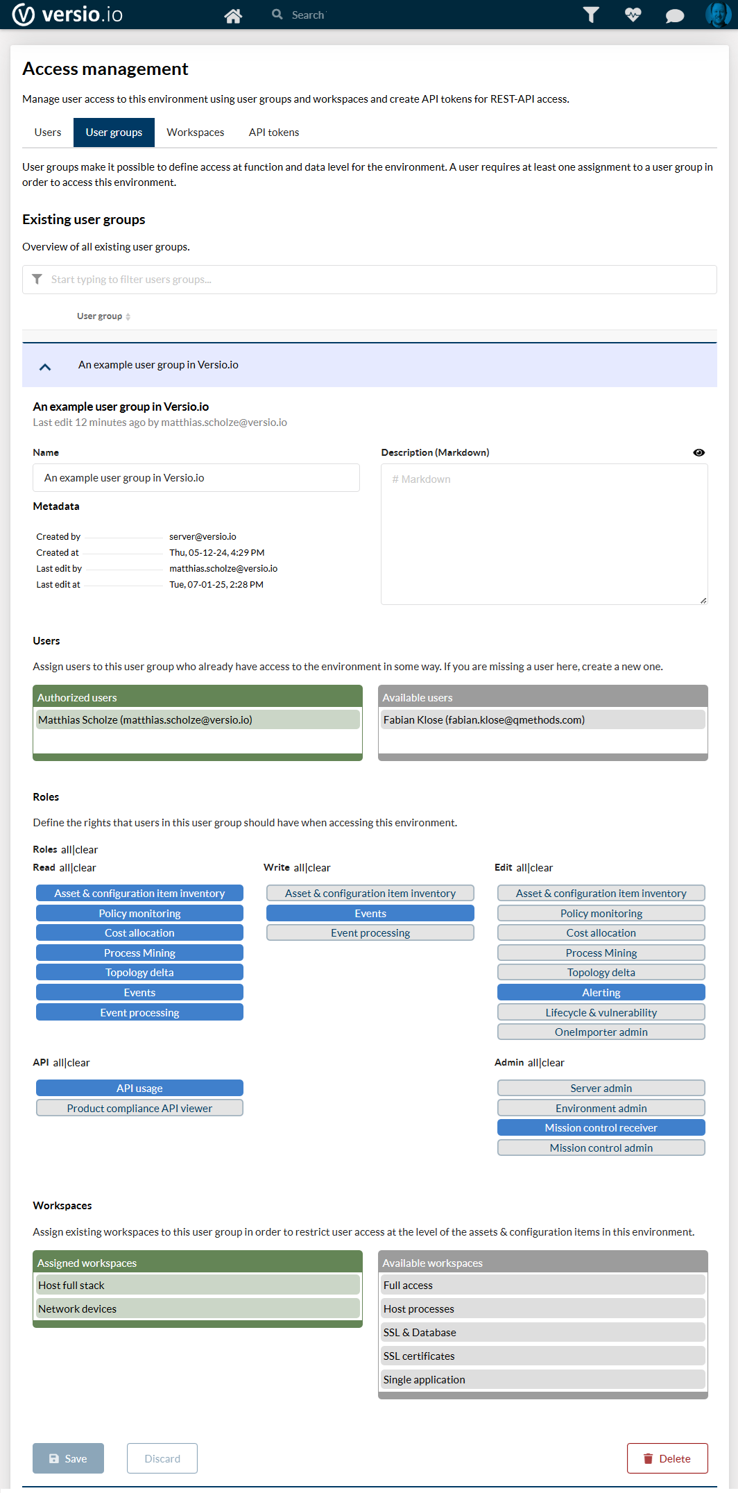 User group configuration