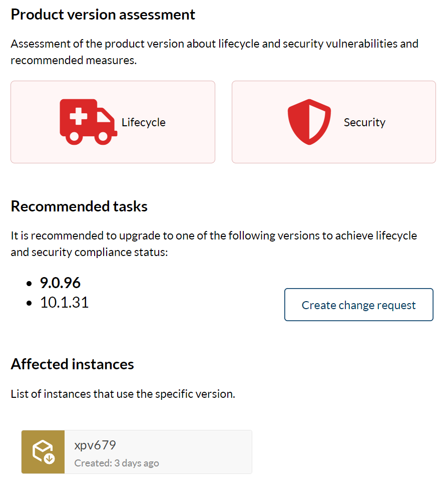 Recommended tasks & affected instance